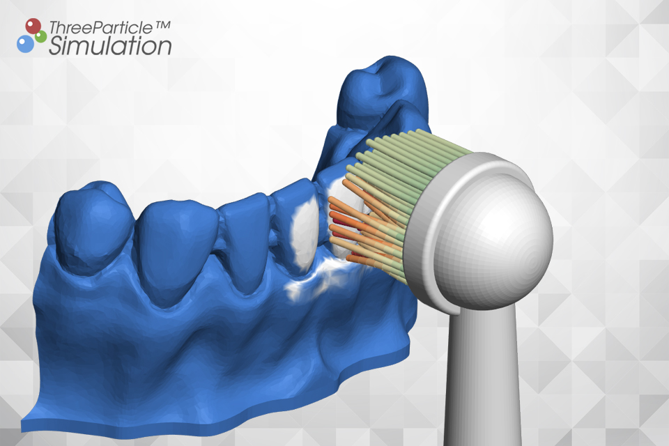 Consumer goods simulation of flexible toothbrush stalks and cleaning analysis