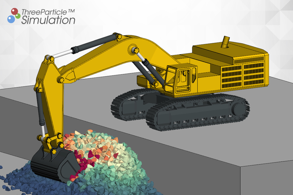 Real motion of a bucket excavator simulation with Multi-body dynamics (MBD) and soil interaction with Discrete Element Method (DEM)